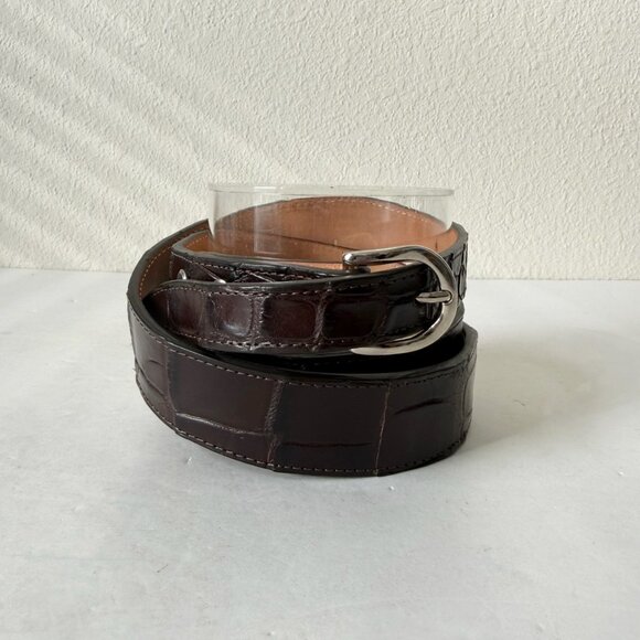 Rod Patrick Mens Western Belt Brown Genuine Caiman Leather 1.5